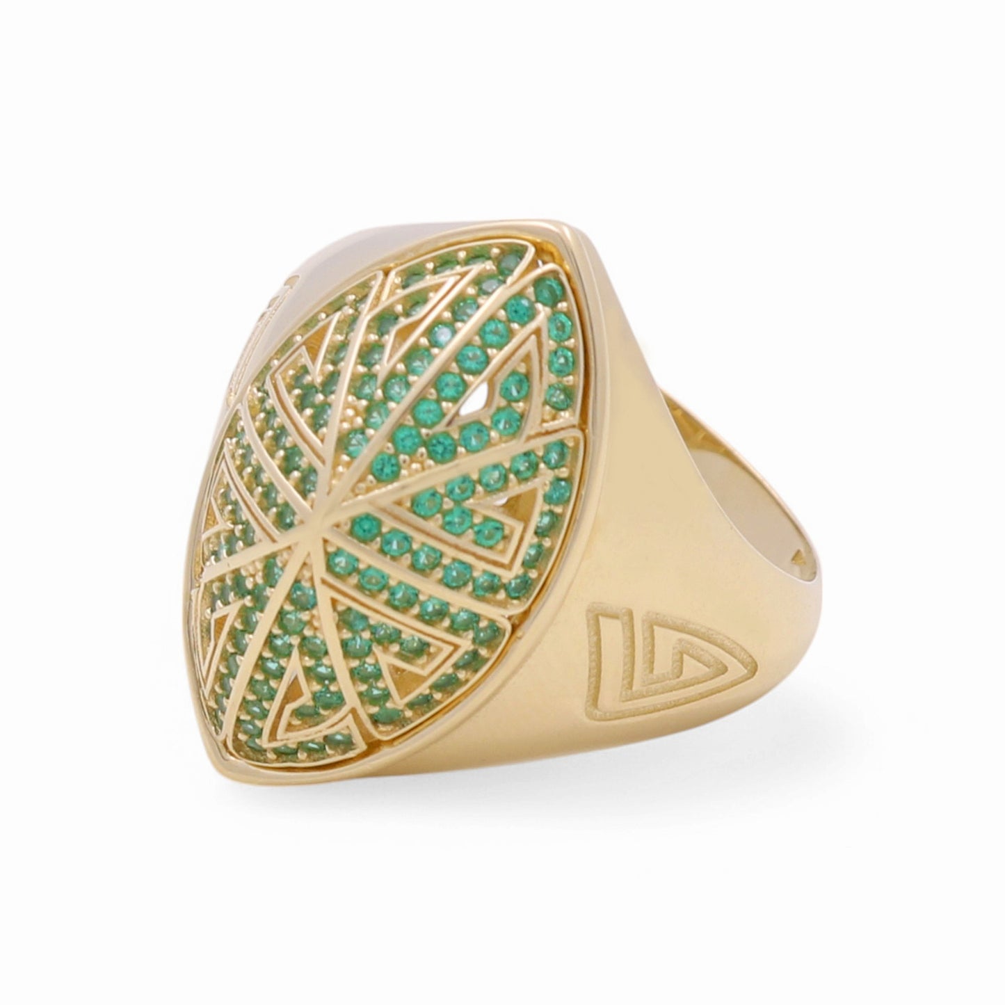 14K Yellow Gold Fashion Women's Ring With Green Cz / Size: 11.5 / Weight: 6.2 GR / CPMR4FS-26