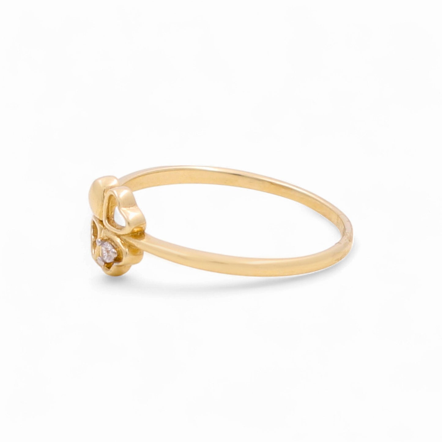 14K Yellow Gold Women’s Clover Ring / Stone: Cz / Size: 6.5 / Weight:1.2 GR / IEEWR4CLV