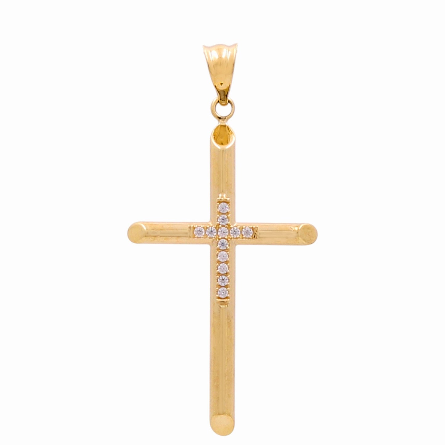 14K Yellow Gold Double Cross with Cz / Size: Small / Weight: 1.1GR / 139-04233
