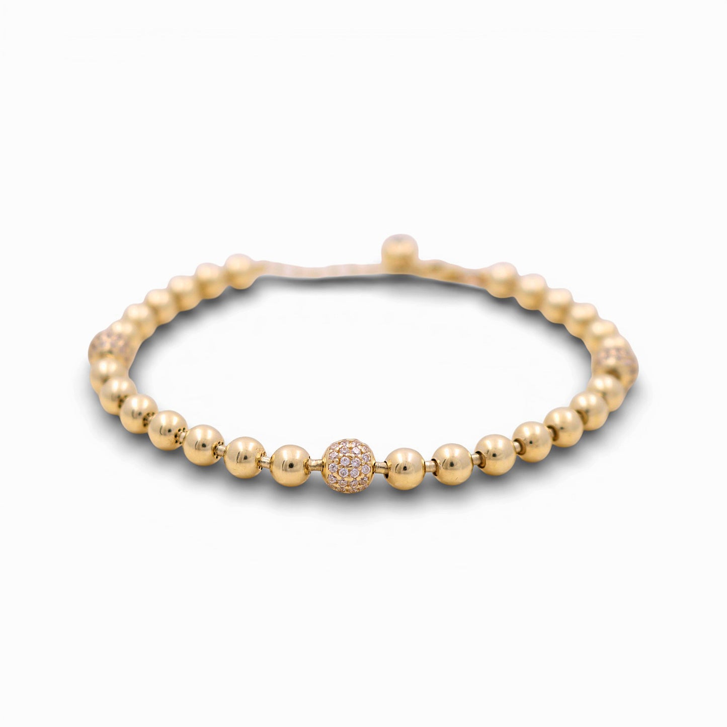 10k Yellow Gold Fashion Women's Bracelet with Balls and Cz / Size: 8" / Weight: 8.5 GR / DQWB0BLL-1