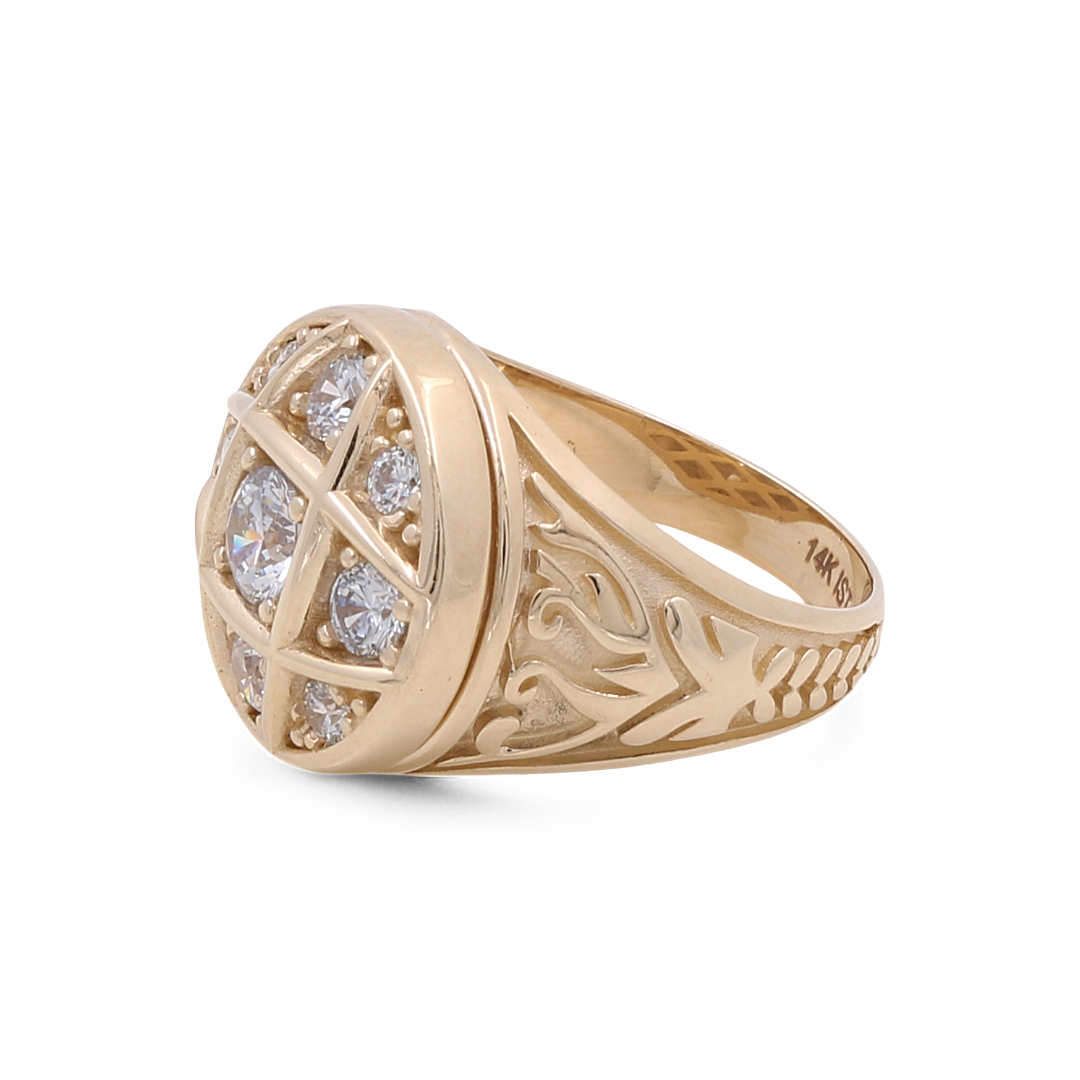 14K Yellow Gold Men’s Rings / CZ / Size 10.5 / COMR4FS-21