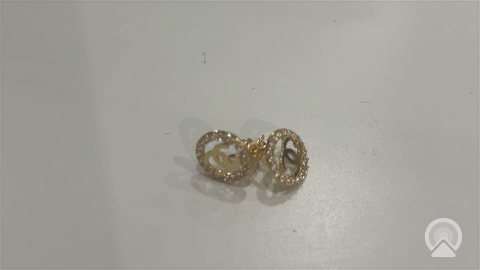 14K Yellow Gold Fashion CC Women's Stud Earrings with Cz / Weight: 1.5GR / DQES4CC-3