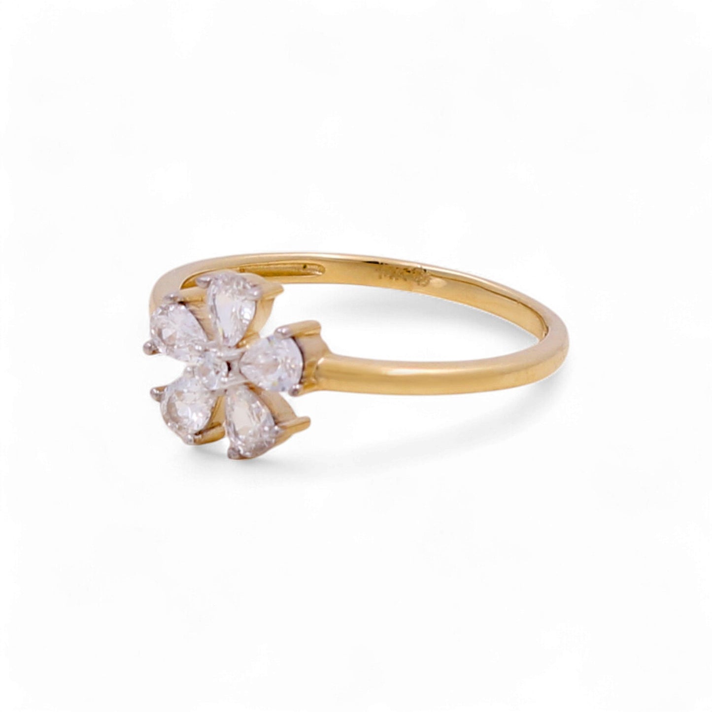 14K Yellow Gold Woman’s Flower Ring / Stone: CZ / Size: 7 / Weight: 1.8 GR / KEEWR4FL-1