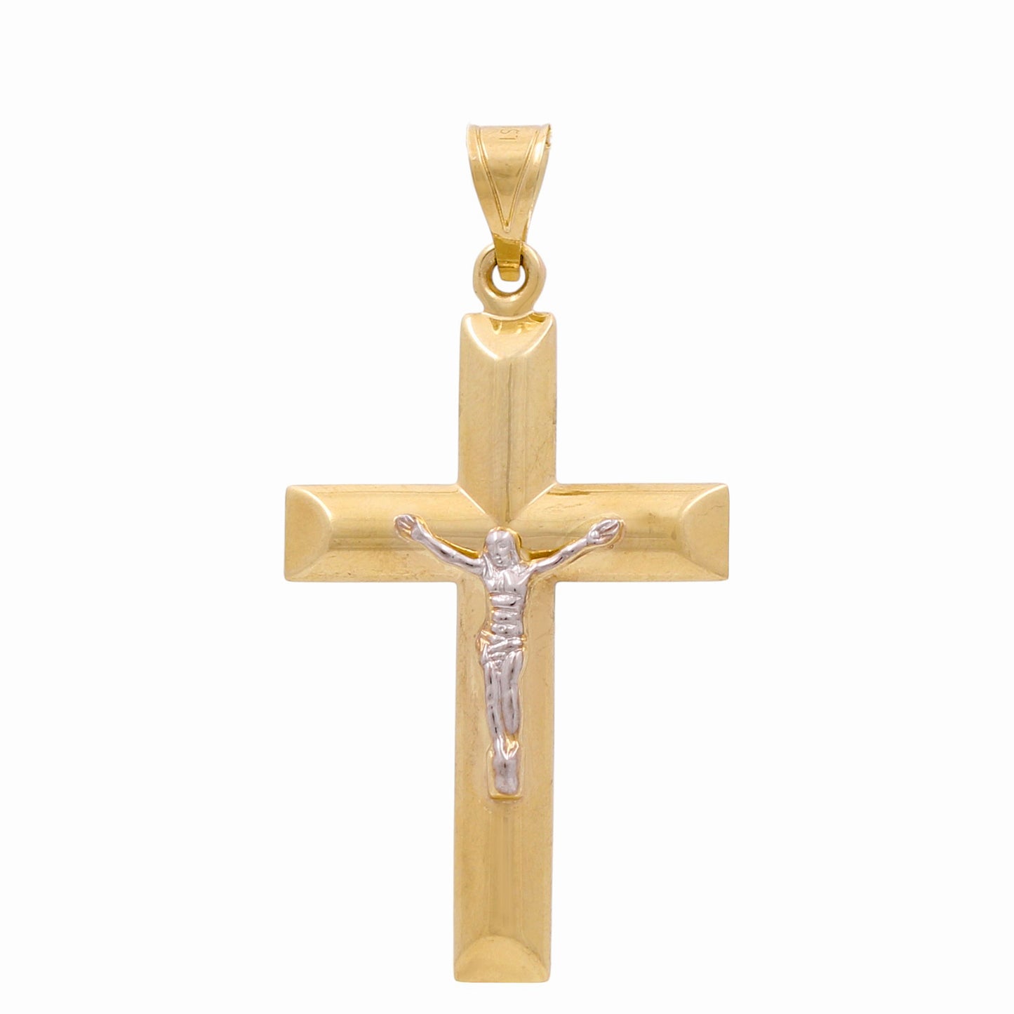 10K Yellow and White Gold Cross with Christ Pendant / Weight: 5.5 GR / COPDTT0CRS-1