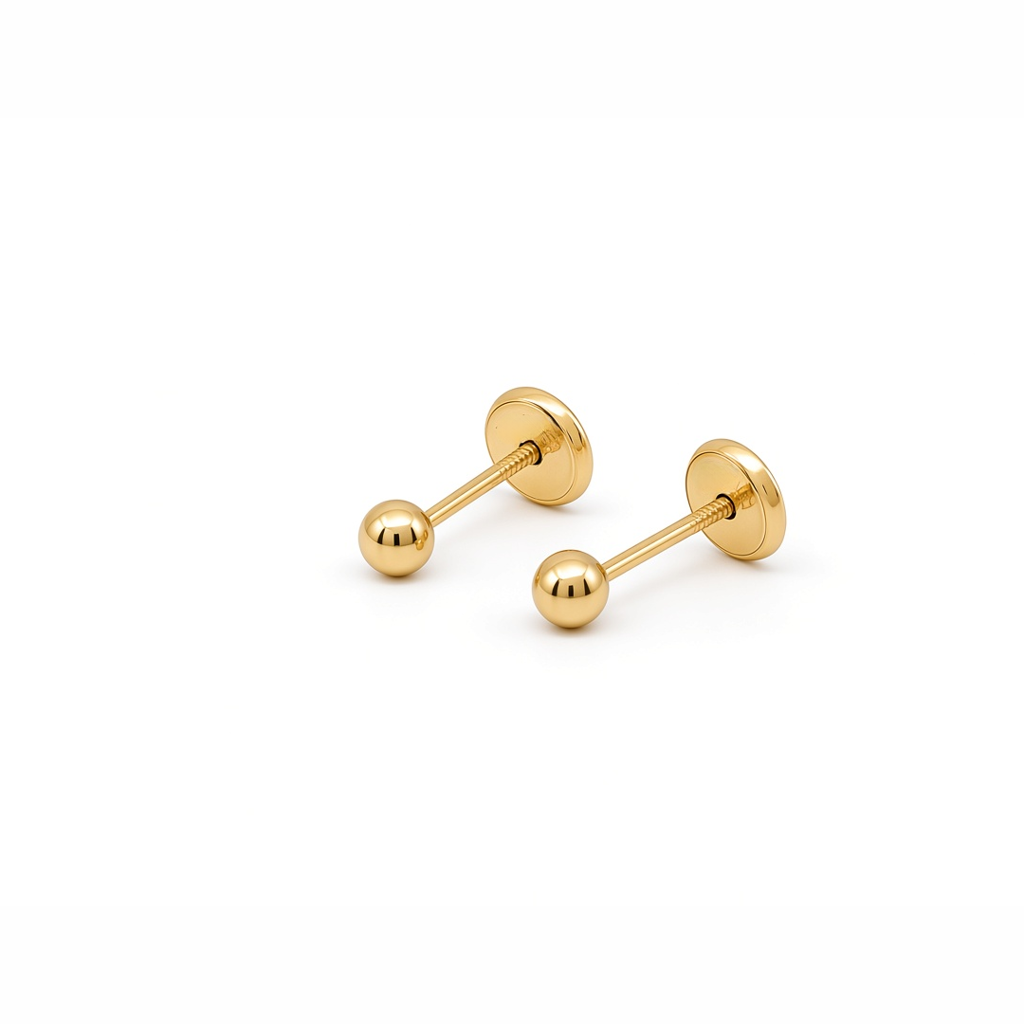 14K Yellow Gold Small Ball Stud Earrings / 6-B-3