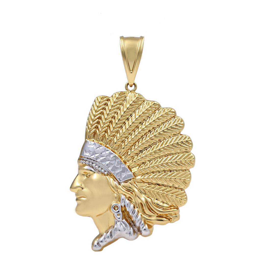14K Yellow and White Gold Indian Head Pendant / Weight: 8.4 GR / DOPDTT4IN