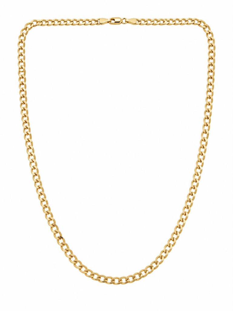 14K FC TF Yellow Gold Solid Curb Chain / Size: 4.8mm 24" / Weight: 13.3gr / FCCH4CB4.8-24