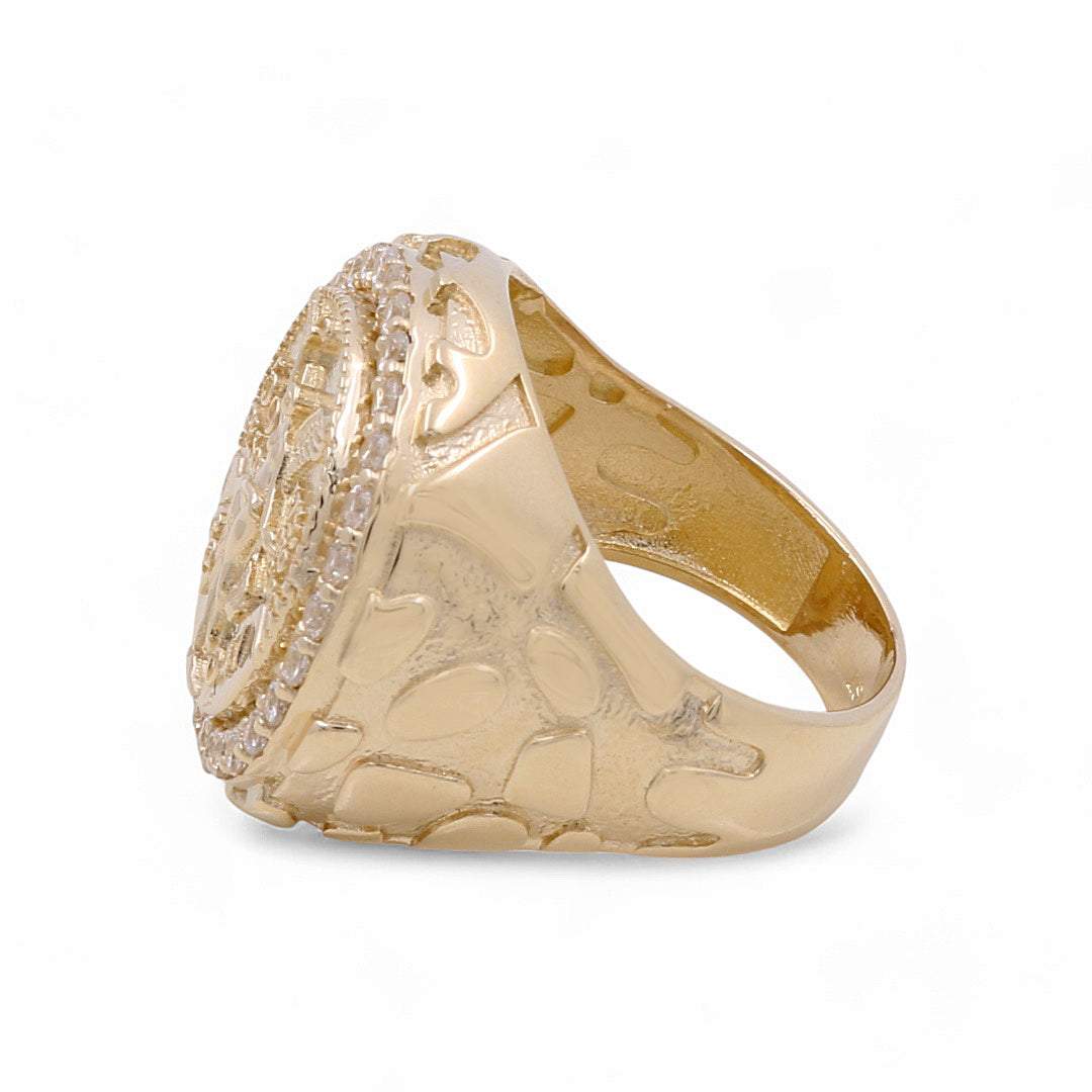 14K Yellow Gold Men’s Fashion Liberty Ring / CZ / Size 11 / Weight: 13.9 GR / COMR4CNT