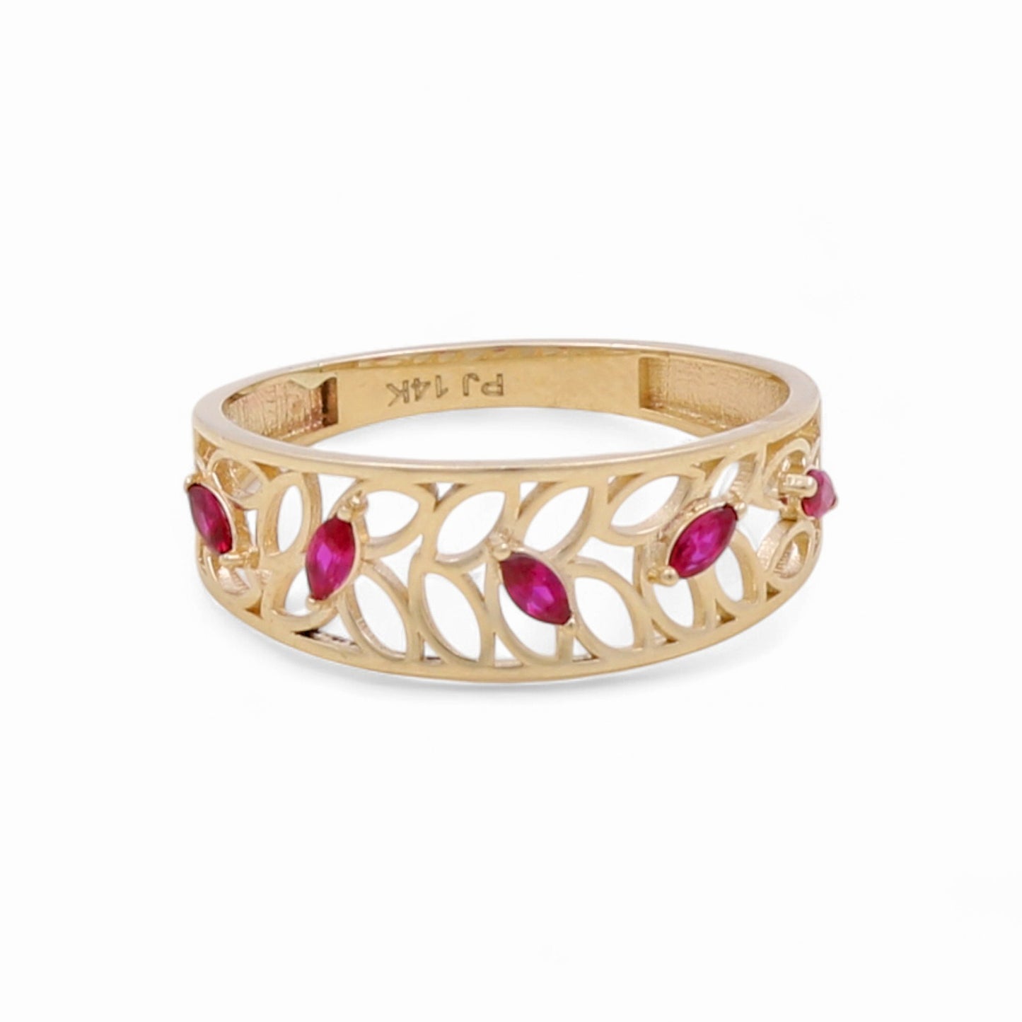 14K Yellow Gold Fashion Women's Ring with Pink Cz / Size: 7 / Weight: 1.5 GR / CPWR4FS-23