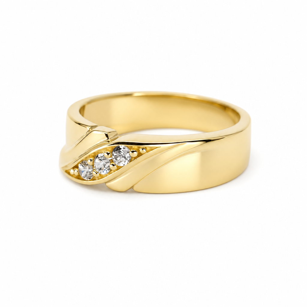 14K Yellow Gold Men’s Wedding Band / Stone: Cz / Size: 10 / Weight: 5.6 GR / KEEMWB4BS-49
