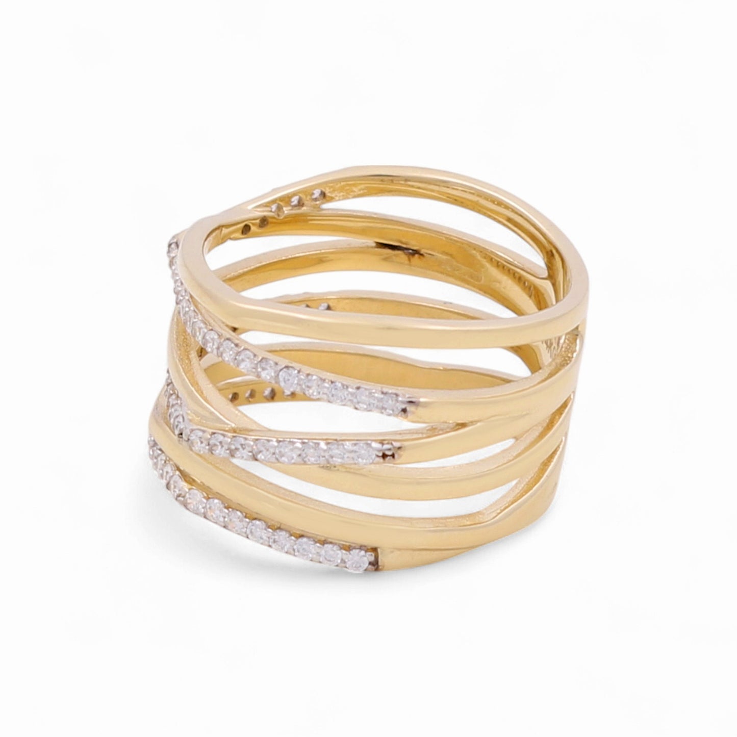 14K Yellow Gold Fashion Women's Ring with Cz / Size: 7 / Weight: 6 GR / KEEWR4FS