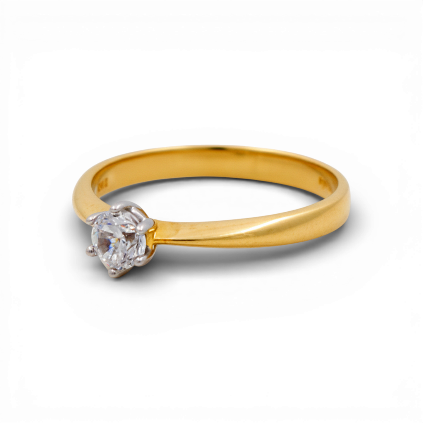 10K Yellow Gold Women's Engagement Ring / Stone: Cz / Size: 7 / Weight: 1.3 GR / CQWR0ER