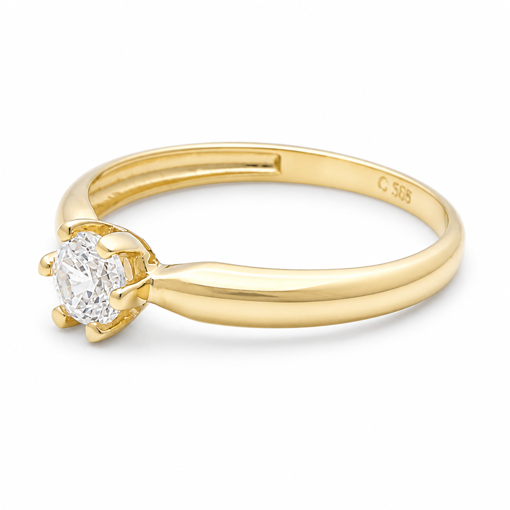 10K Yellow Gold Engagement Women's Ring / Size: 8.25 / Weight: 1.6 GR / DQWR0ER-3