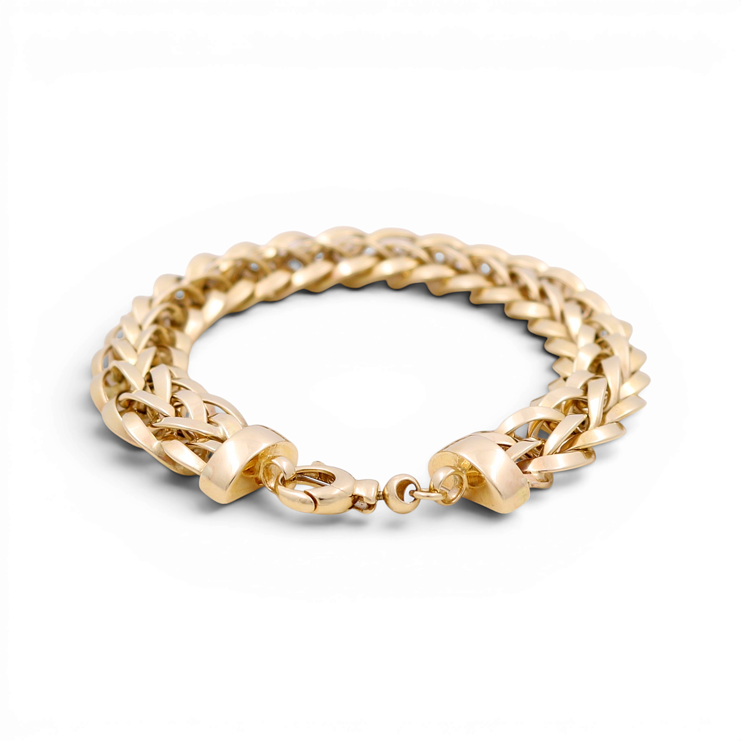 14K Yellow Gold Semisolid Fashion Women's Bracelet / Size: 11mm 7" / Weight: 15.8 GR / ISWB4FS-32