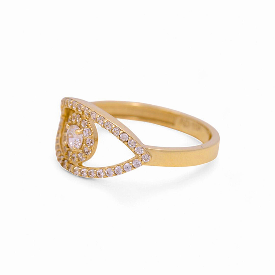 10K Yellow Gold Women's Fashion Eye Ring with Cz / Size: 7 / Weight: 1.9 GR / YYZ-5519