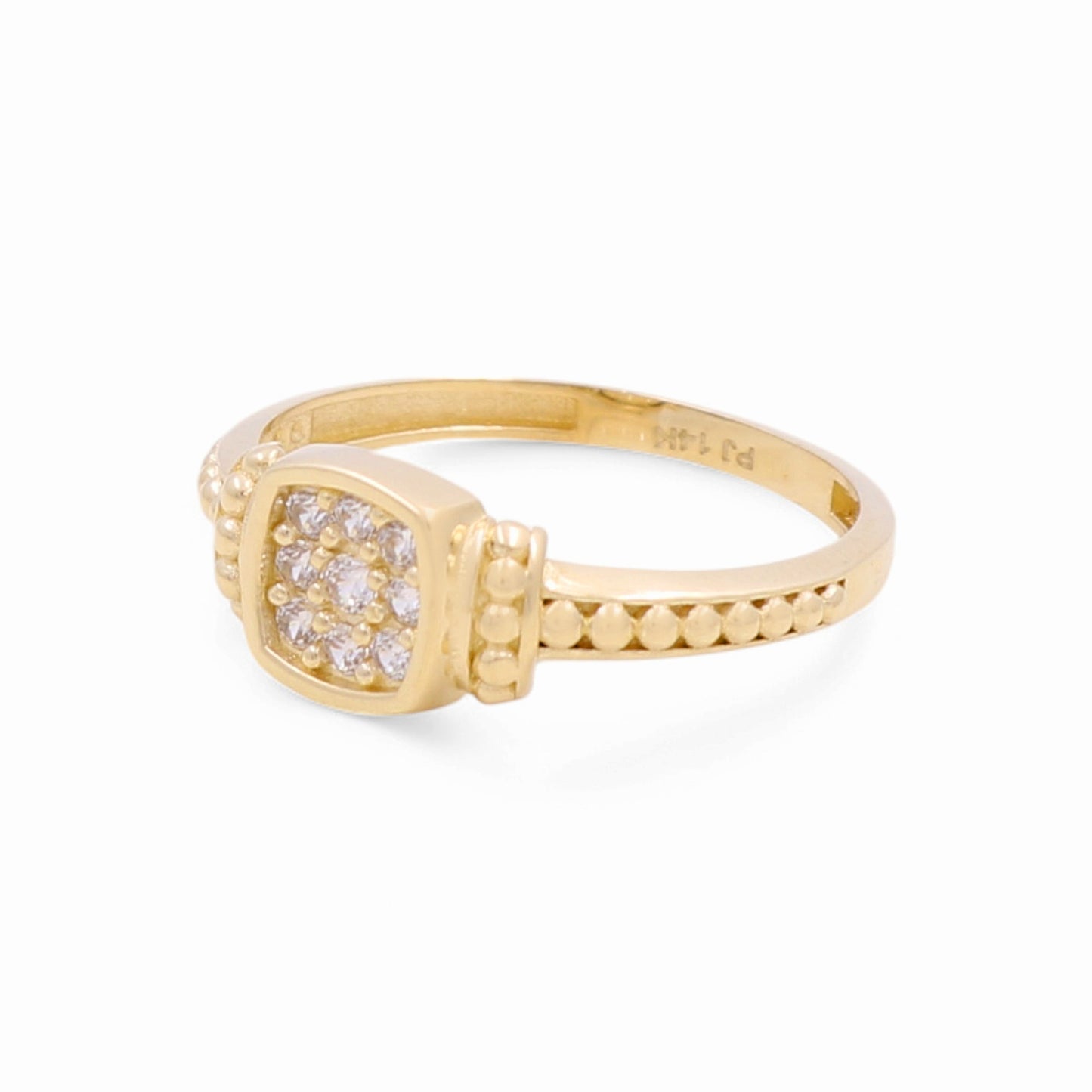 14K Yellow Gold Fashion Women's Ring with Pink Cz / Size: 7 / Weight: 1.6 GR / CPWR4FS-12