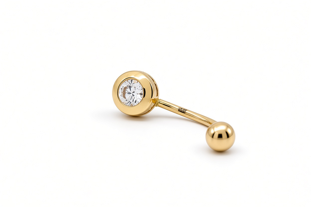 14K Yellow Gold Piercing with Cz Stone / 6-196801S3,5