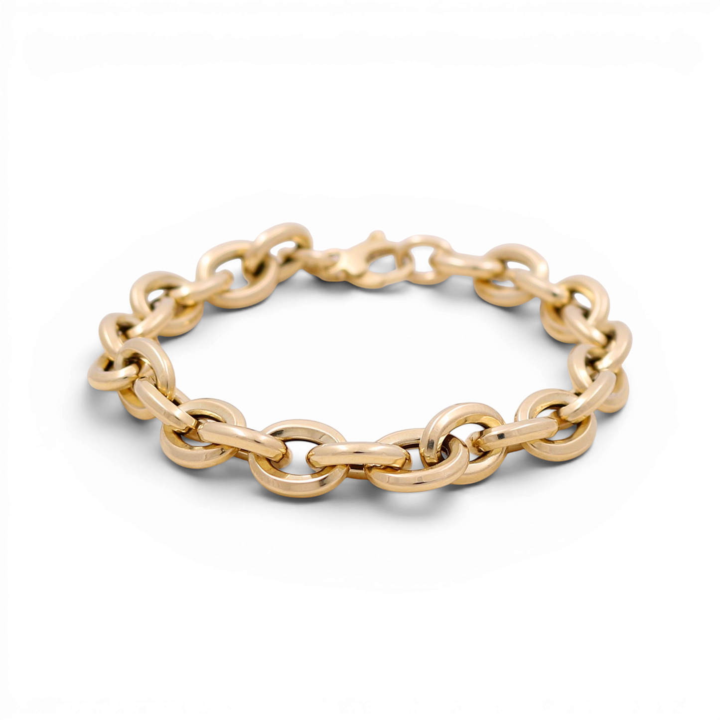 14K Yellow Gold Semisolid Fashion Women's Bracelet / Size: 9mm 7" / Weight: 8.9 GR / ISWB4FS-21