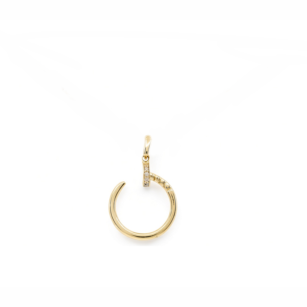14K Yellow Gold Nail Pendant with Cz / Weight: 1.6 GR / P55P-140