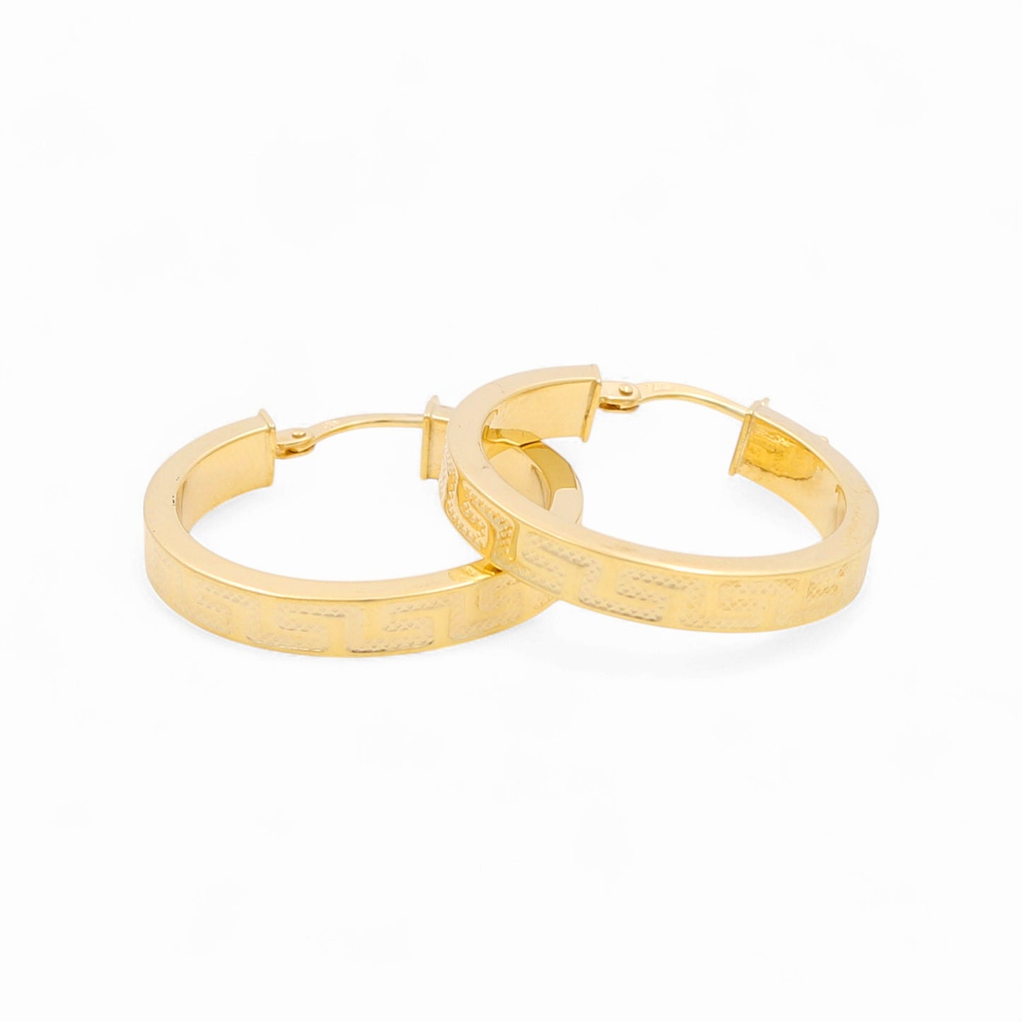 14K Yellow Gold Women's Greek Hoops Earrings / Size: 4mmx20mm / Weight: 2.5 GR / 240-00736