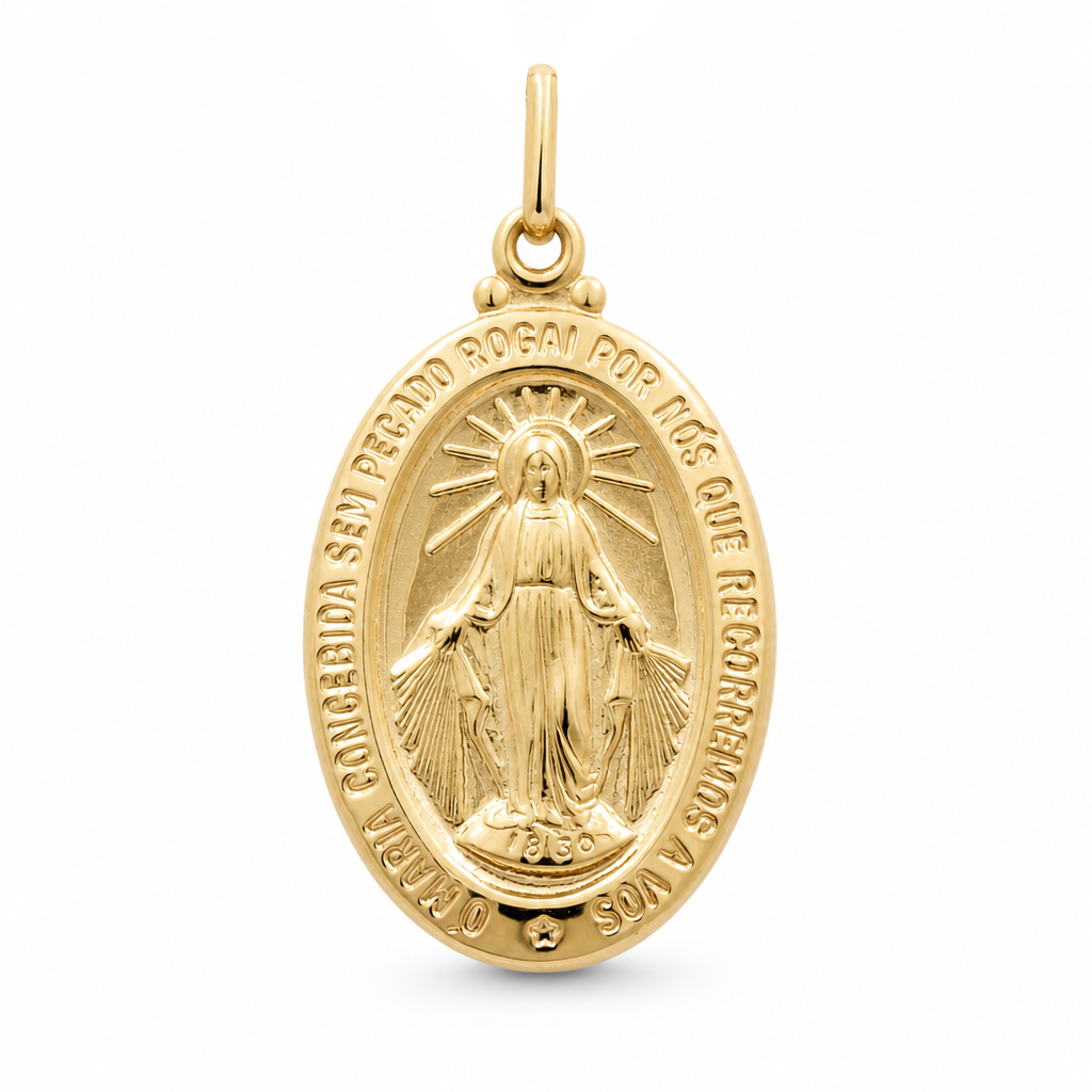14K Yellow Gold Oval Medal of the Miraculous Virgin / Weight: 2.3 GR / 152-00857