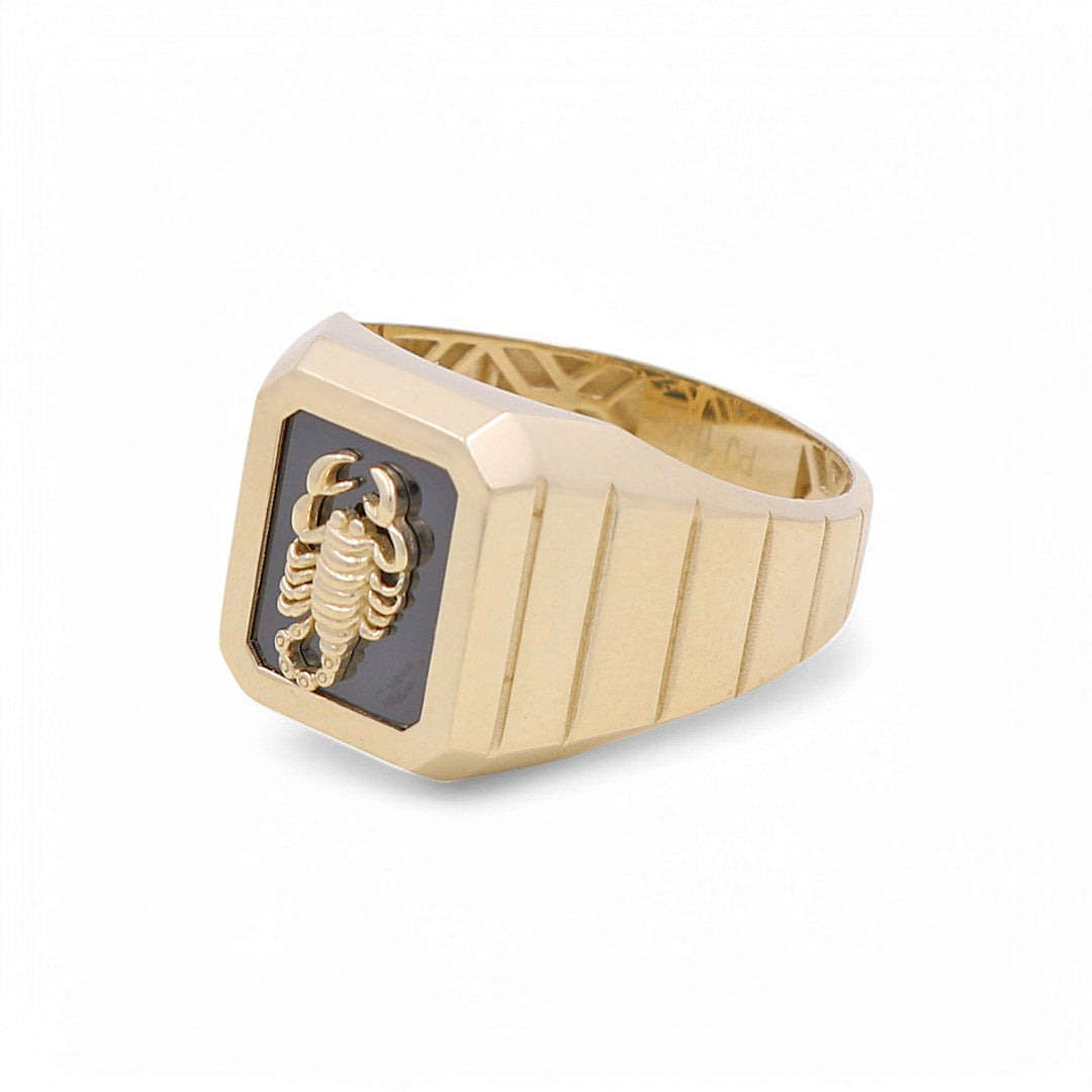 10K Yellow Gold Scorpion Men’s Ring with Onyx Stone / Size 9.5 / Weight: 5.6 GR / BPMR0SP-1