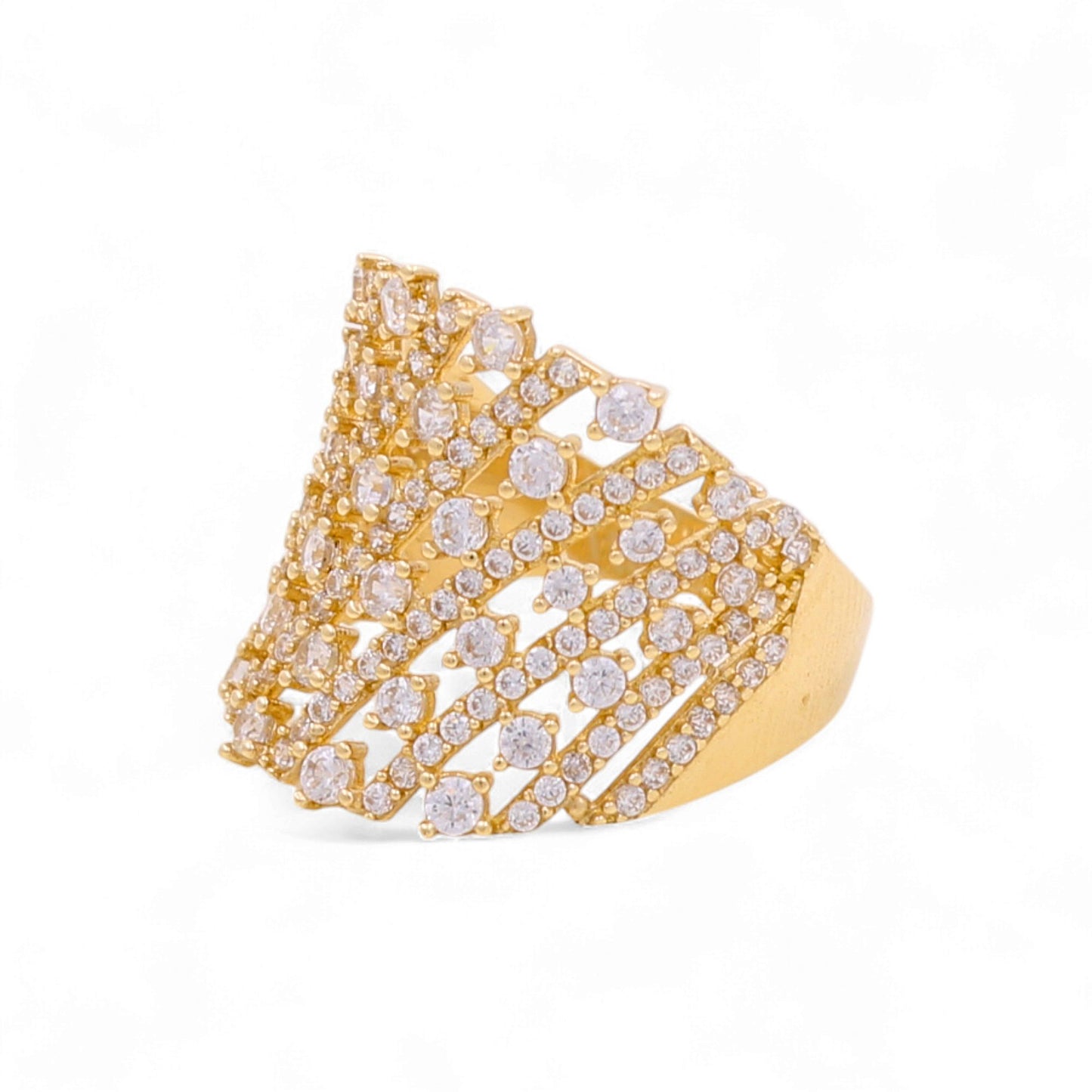 14K Yellow Gold Fashion Women’s Ring with Cz / Size: 7.5 / Weight: 4.2 GR / COWR4FS-161