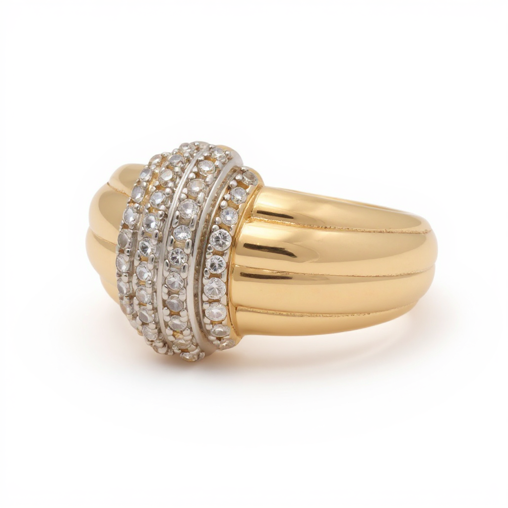 14K Yellow Gold Fashion Women's Ring with Cz / Size 9 / Weight: 3.7 GR / DOWR4FS-10