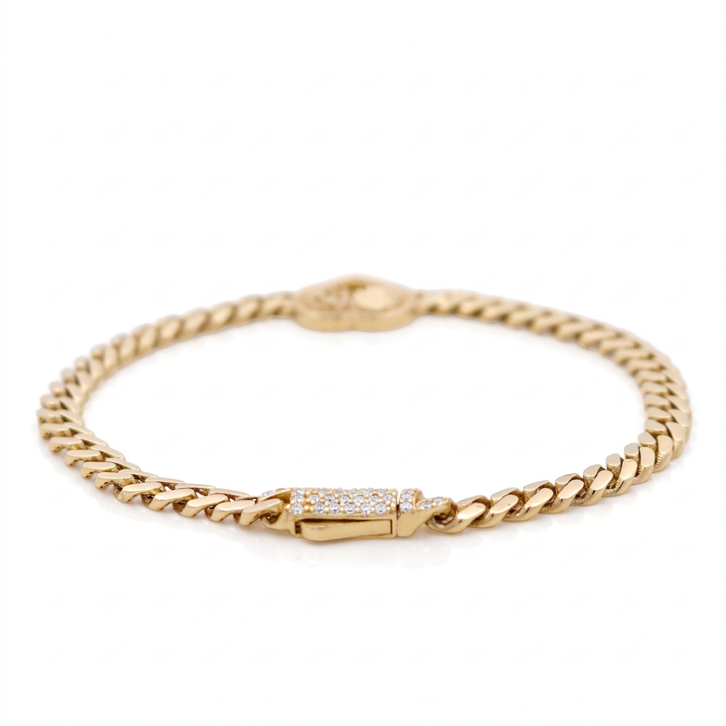 10K Yellow Gold Monaco Women's Bracelet with Quinceañera / CZ / Size: 7" 4mm / Weight: 4.9 GR / DQWB0MON15