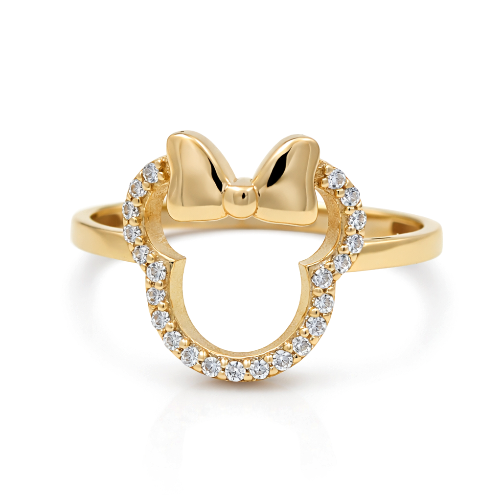 10K Yellow Gold Fashion Minnie Mouse Women's Ring with Cz / Size: sz:8 / Weight: 1.4 GR / CQWR0MN