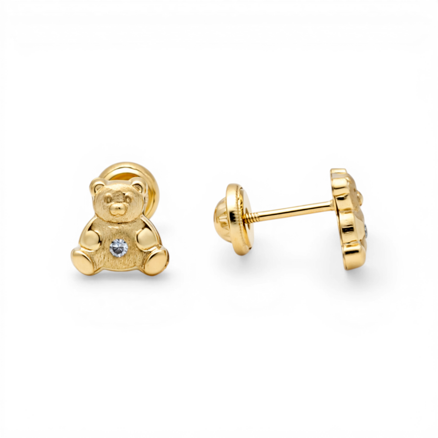 14k Yellow Gold Bear Stud Earrings With Cz / 6-438301PSF