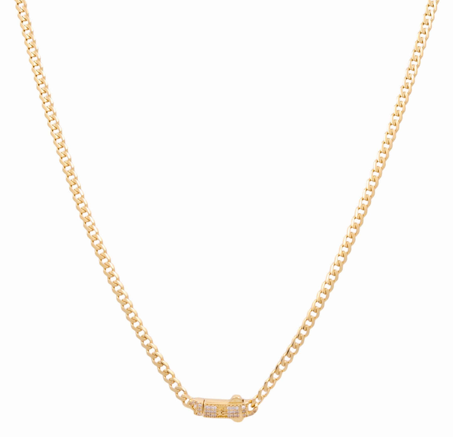10K Yellow Gold Semisolid Monaco Chain / Size: 4mm 18" / Stone: Cz / Weight: 8.7 GR