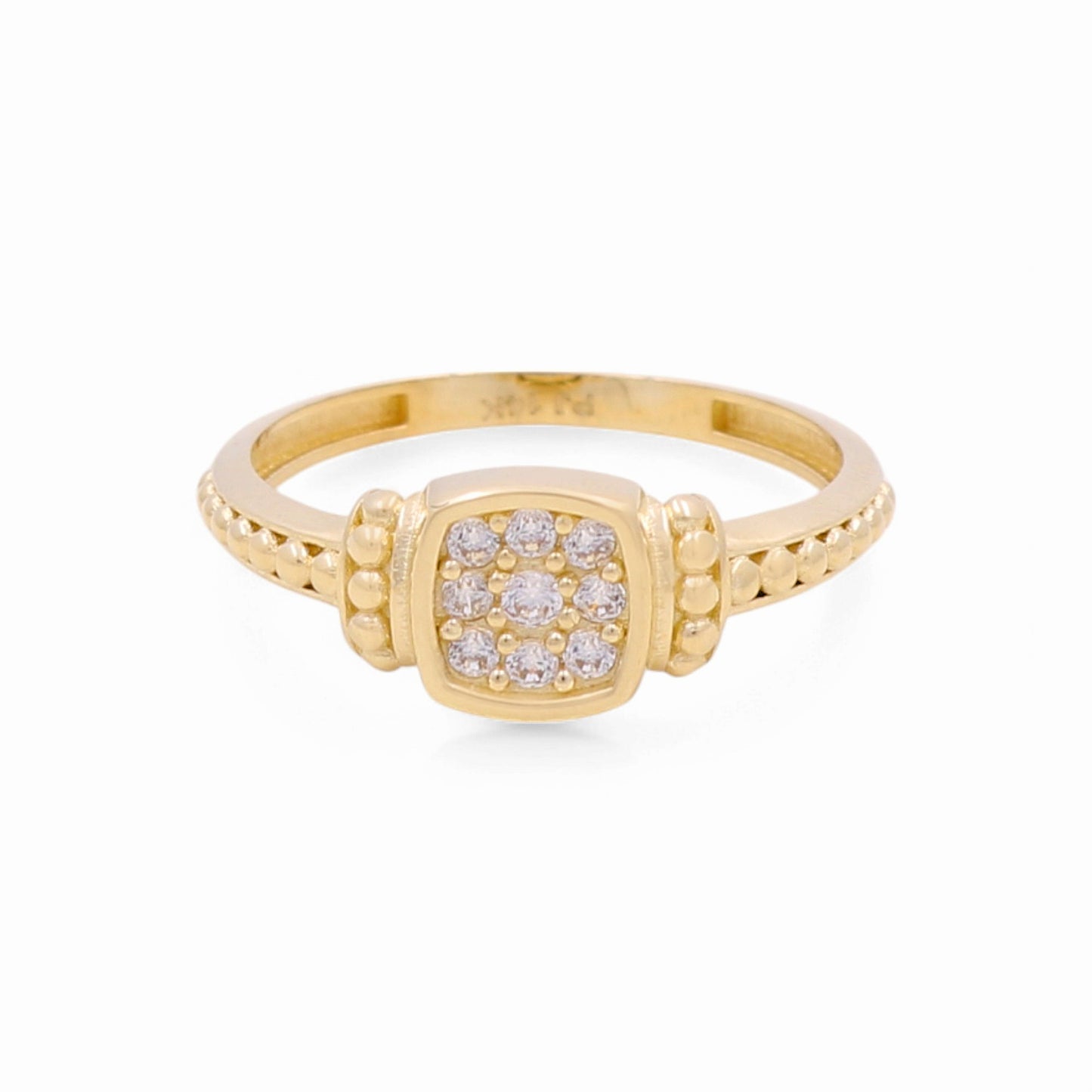 14K Yellow Gold Fashion Women's Ring with Pink Cz / Size: 7 / Weight: 1.6 GR / CPWR4FS-12