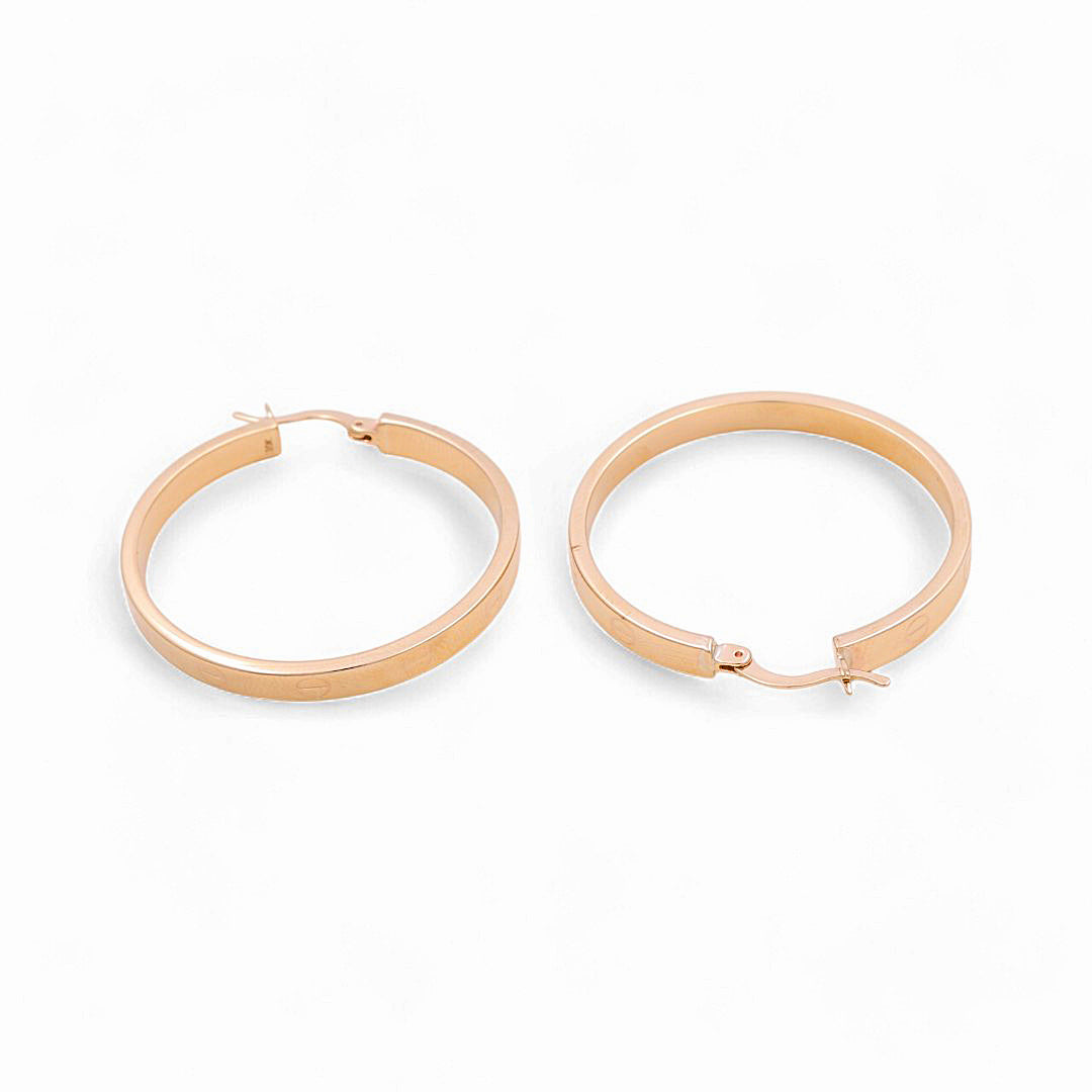 10K Yellow Gold Fashion CT Hoops Earrings / Size: 4mm X 34mm / Weight: 5 GR / KOEH0CT4x34