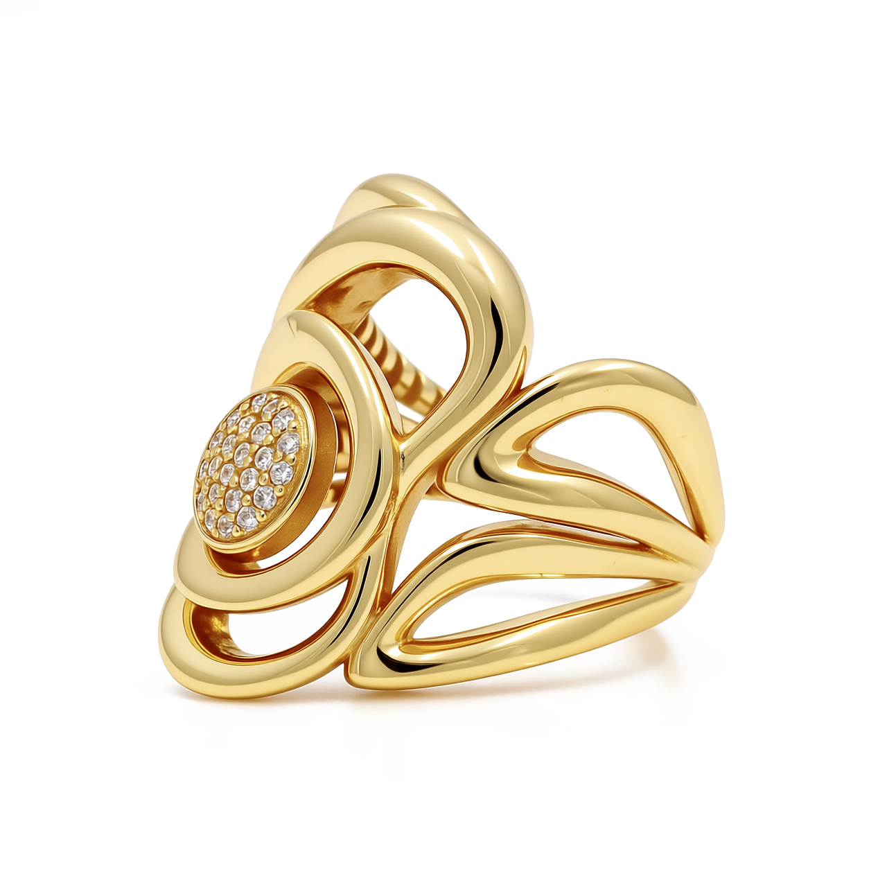 10K Yellow Gold Fashion Women's Ring with CZ / Size: 7.5 / Weight: 5.2 GR / Y25-300