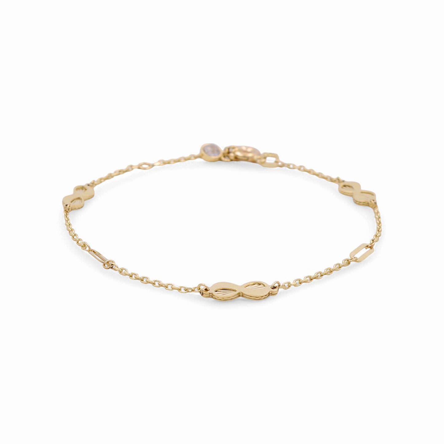 14K Yellow Gold Women's Bracelet with Infinity / Size: 7” / Weight: 2.6 GR / DPWB4IF-1