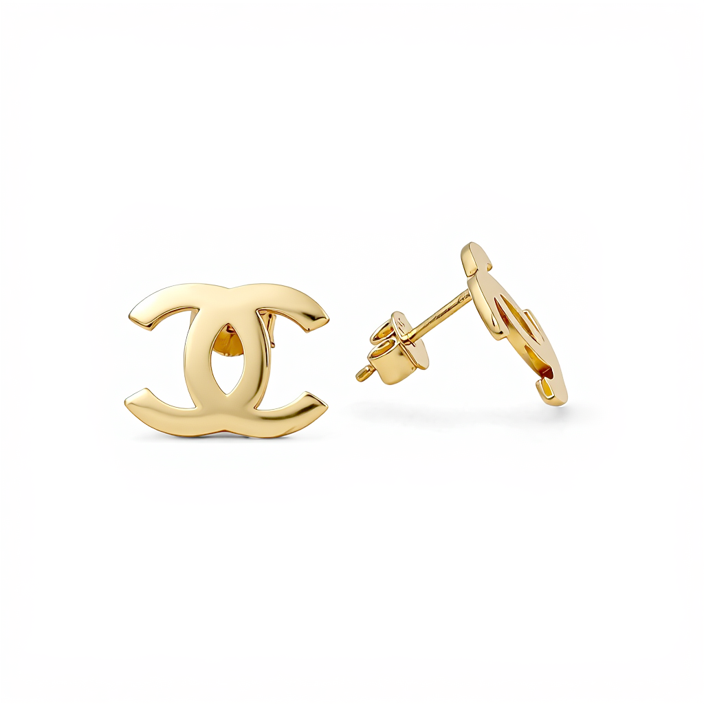 10K Yellow Gold Fashion CC Stud Earrings / Weight: 1.7 GR / CQES0CC