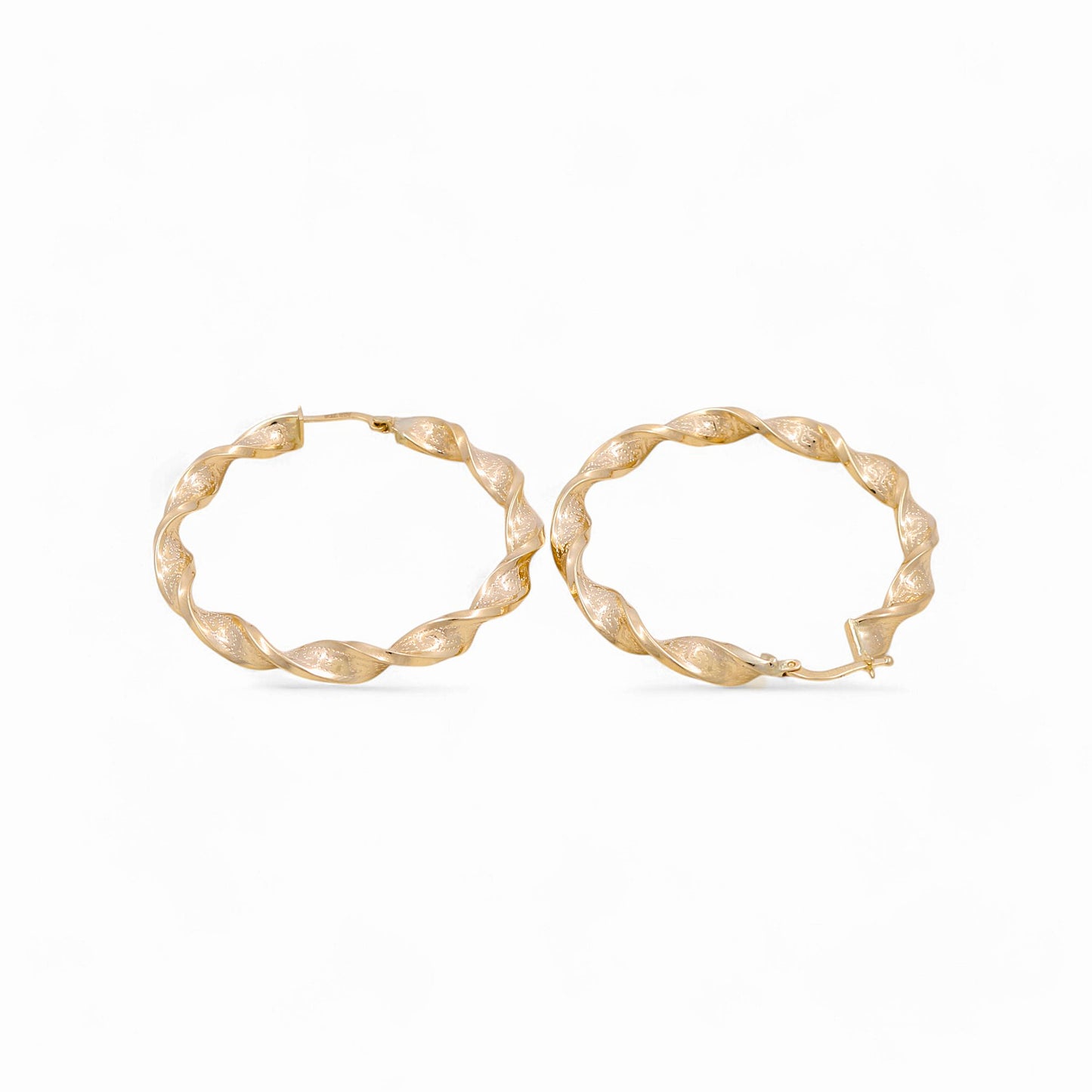 14K Yellow Gold Twist with Greek Hoops Earrings / Size:5mm X 41mm / Weight: 5.7 GR / KOEH4TRGR5x41