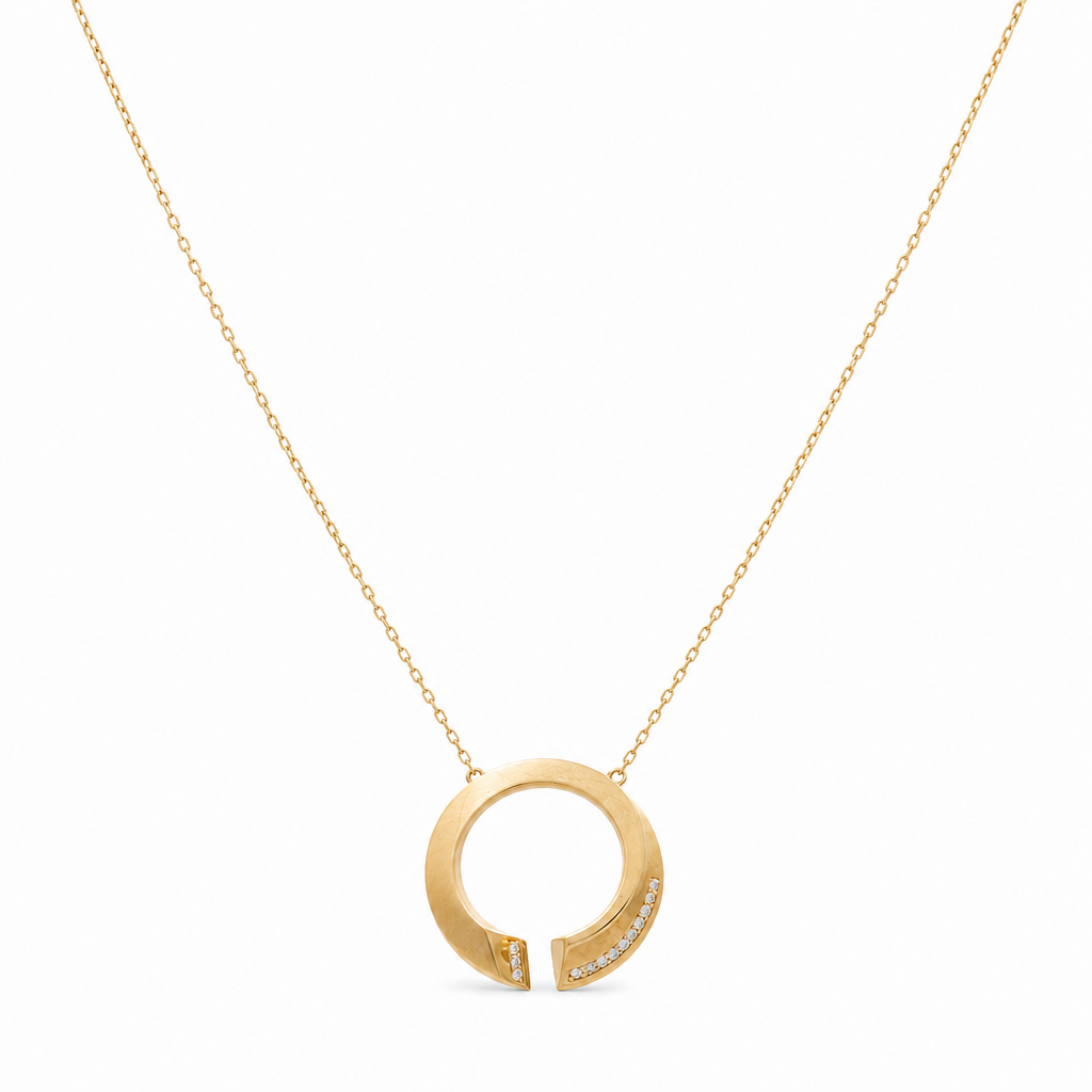 14K Yellow Gold Fashion Women's Necklace With Pendant / Size: 18" / Weight: 5.2 GR / Stone: Cz / CCNK4FS-22
