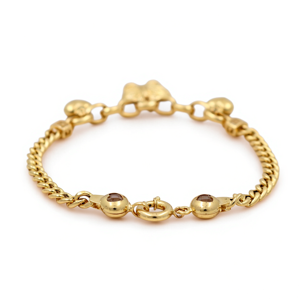 14K Yellow Gold Fashion Women's Bracelet with Hanging Butterfly and Hearts / Size: 7.5" / Weight: 7.5 GR / DOWB4BFHR