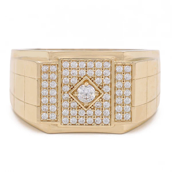COMR4RCTCZ-2 14k C Cz Size 11sz Weight 13.5gr Rectangular Mens Ring with Cz