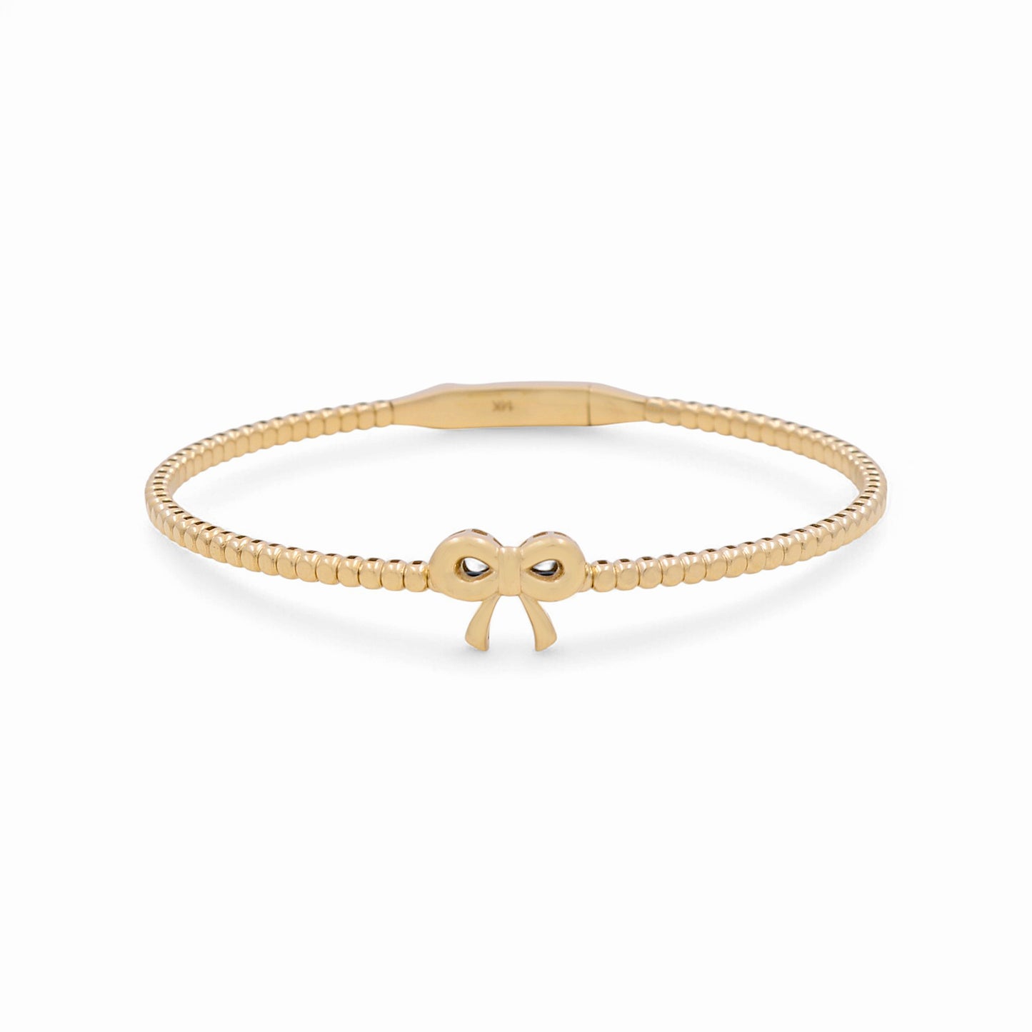 14K Yellow Gold Semisolid Women’s Bangle Bracelet with Ribbon / Weight: 7.9 GR / CPBB4RB
