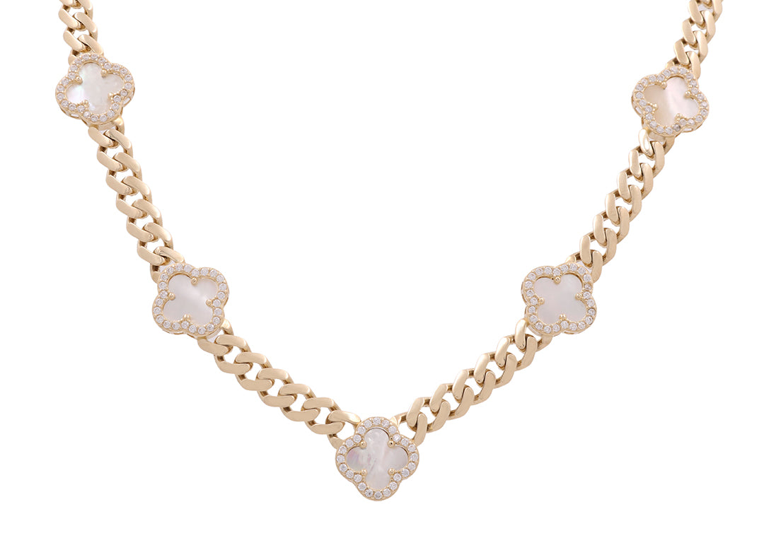 14K Yellow Gold Clover Monaco Necklace / CZ / Size: 18” / Weight: 25.0 GR / CONK4CLV-2
