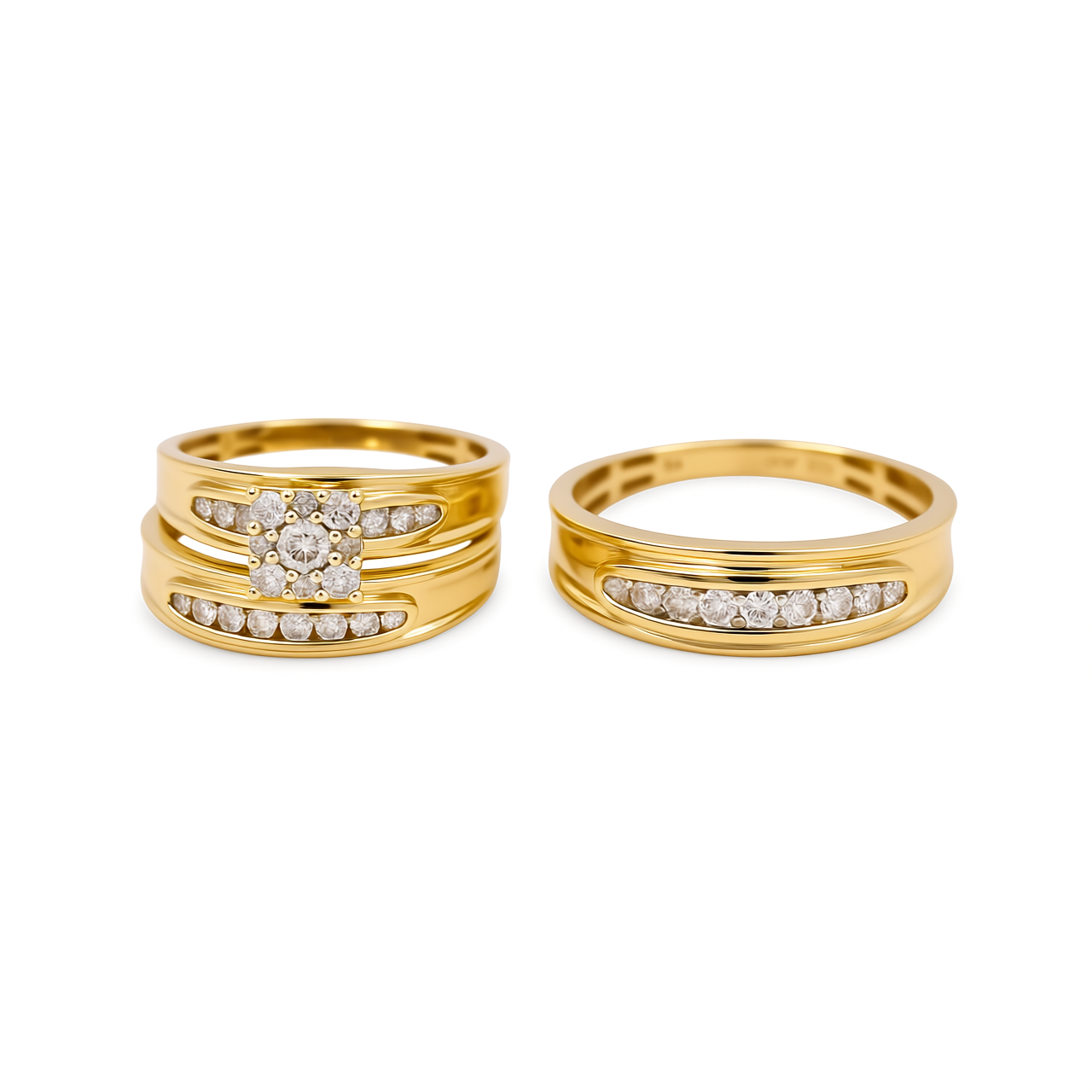 10K Yellow Gold Diamond Trio Set Ring / Stone: 0.75Ct / Size 7 & 10 / 85851Y