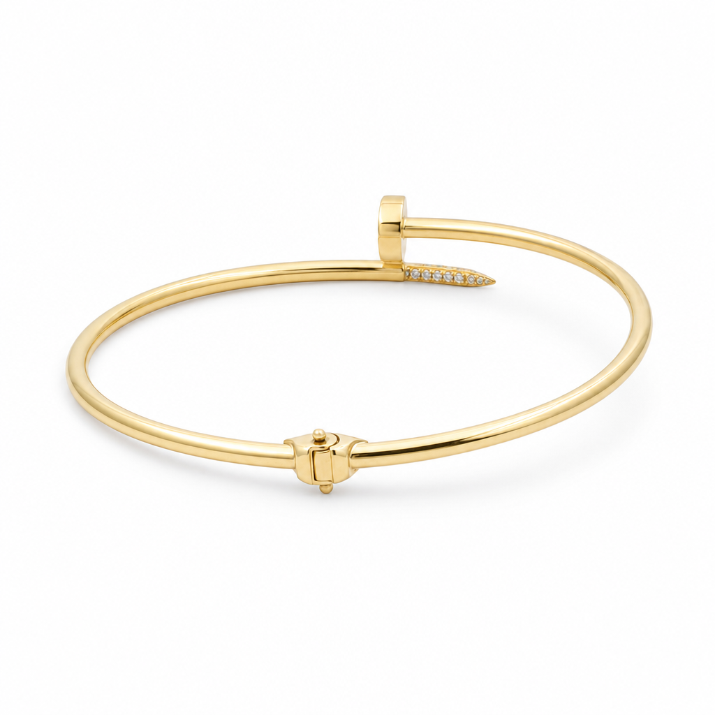 10K Yellow Gold Semisolid Nail Women’s Bangle Bracelet / Weight: 5.1 GR / CQBB0NL-3