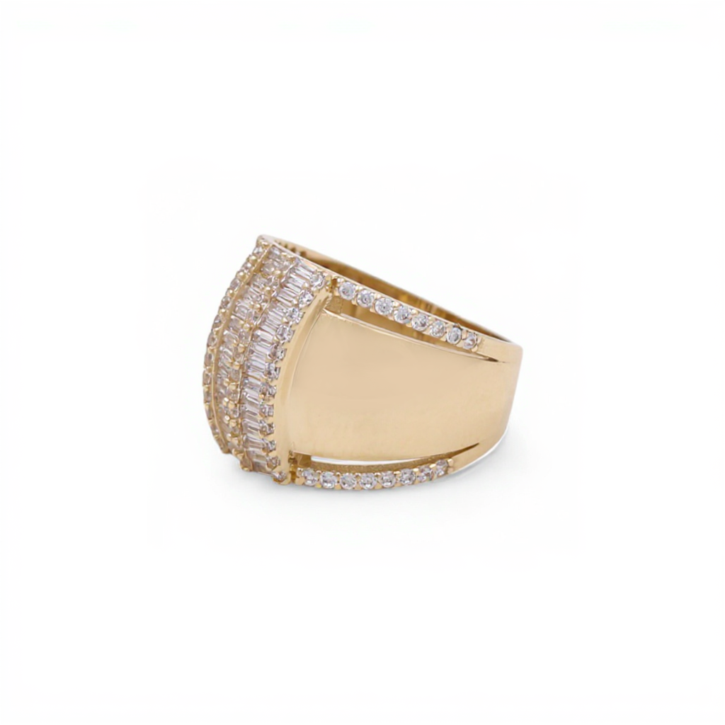 10K Yellow Gold Fashion Baguette Ring with White Stones / Size: 7.5 / Weight: 3.6 GR / CQWR0FS-12