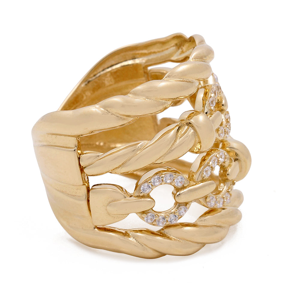 14K Yellow Gold Fashion Women's Ring with Cubic Zirconias
