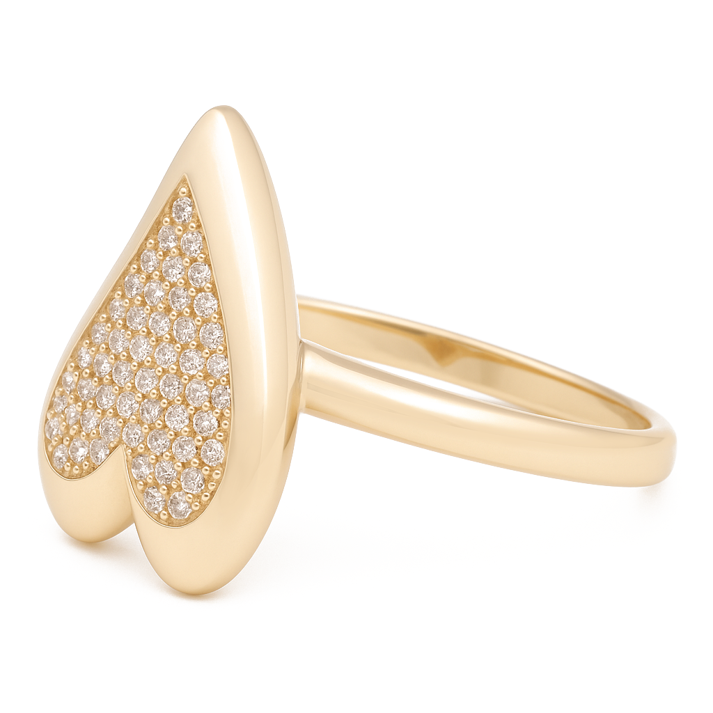 10K Yellow Gold Fashion Heart Women's Ring with Cz / Size: 8 / Weight: 3.1 GR / CQWR0HR-1