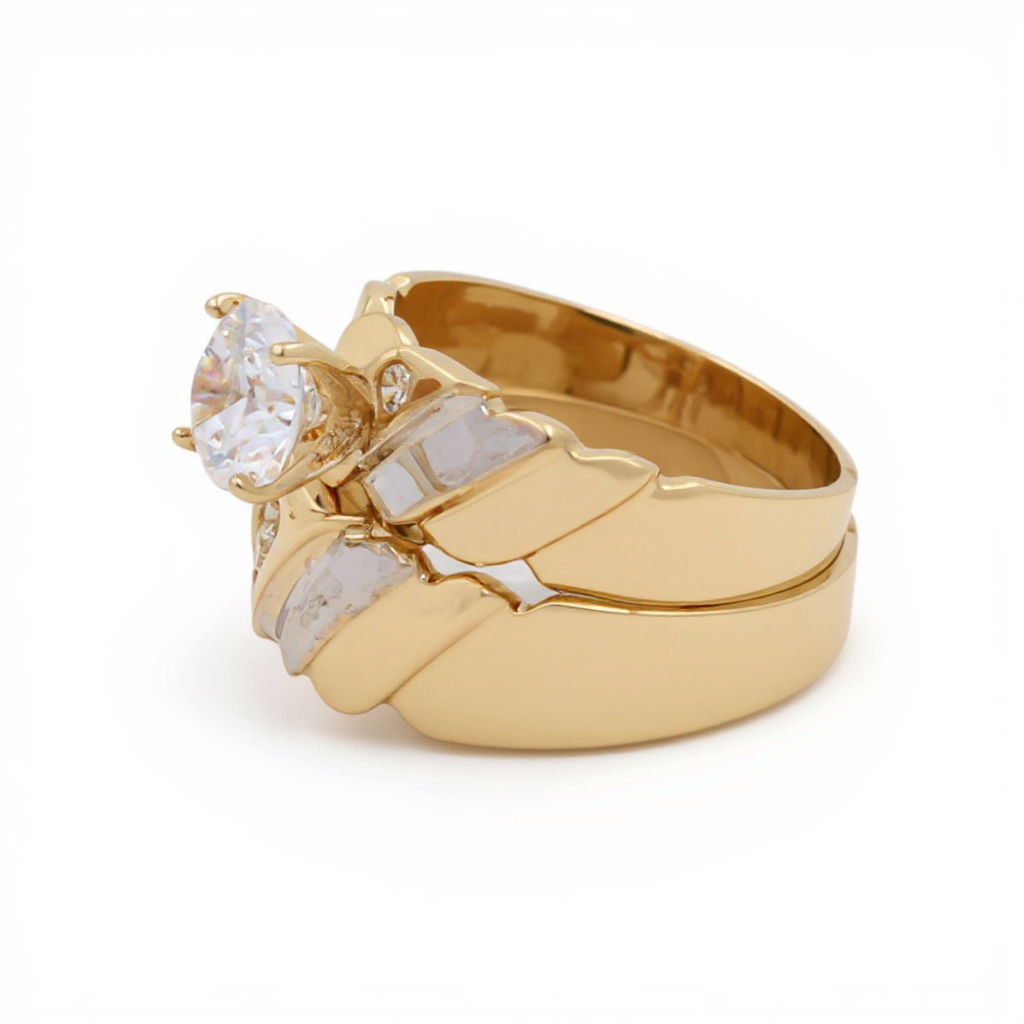 14K Yellow and White Gold Woman’s Bridal Set / Stone: Cz / Size: 8 / Weight: 6.9 GR / CCWRTT4BS-3