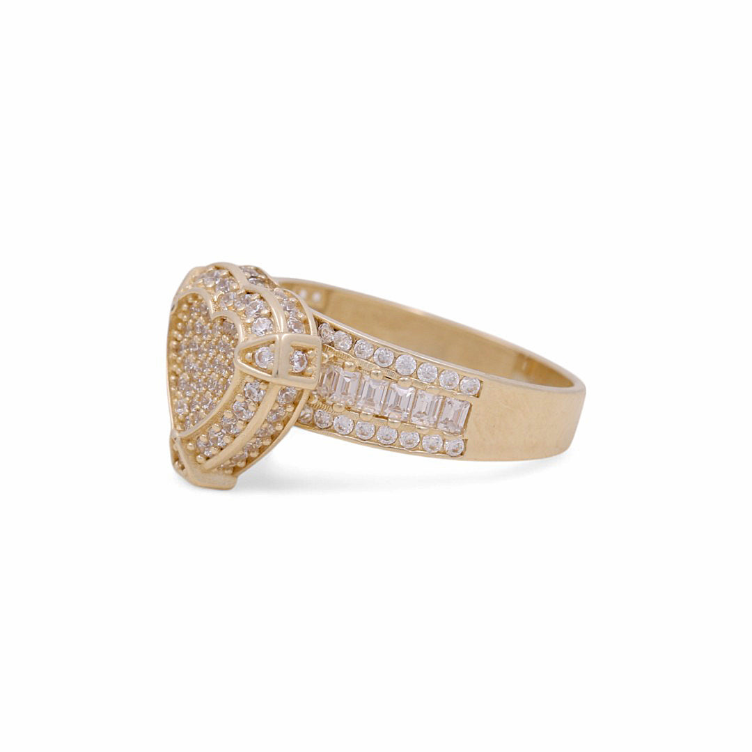 10K Yellow Gold Heart Women's Ring / CZ / Size: 8 / Weight: 3.6 GR / DPWR0HR-3
